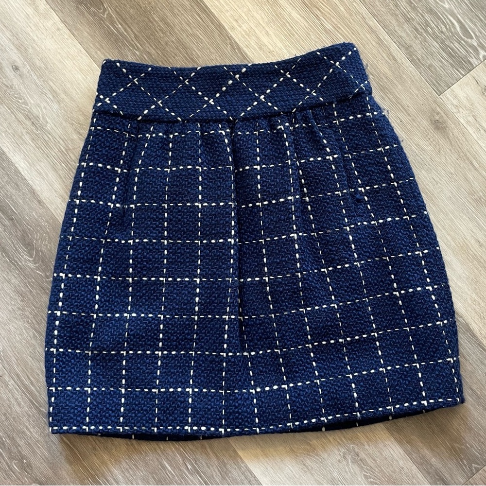 Maeve Blue Converging Bits Wool Blend Skirt Size 4